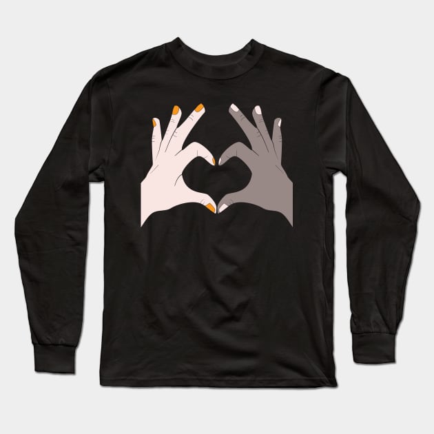 Hands Making Heart Shape Love Sign Language Valentine's Day Long Sleeve T-Shirt by Okuadinya